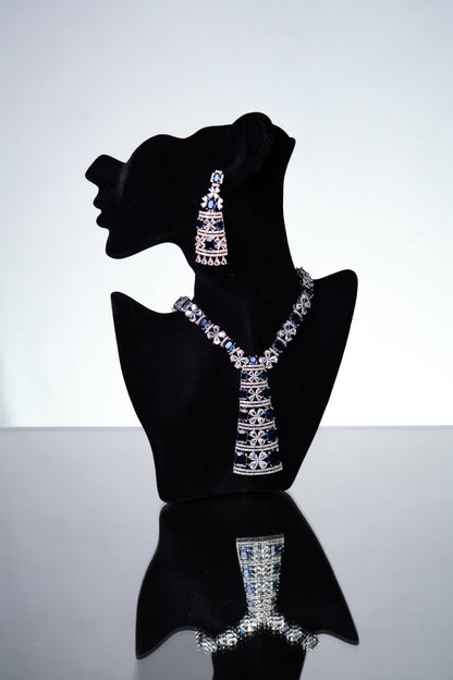 Premium Blue American Diamond Zirconia Necklace