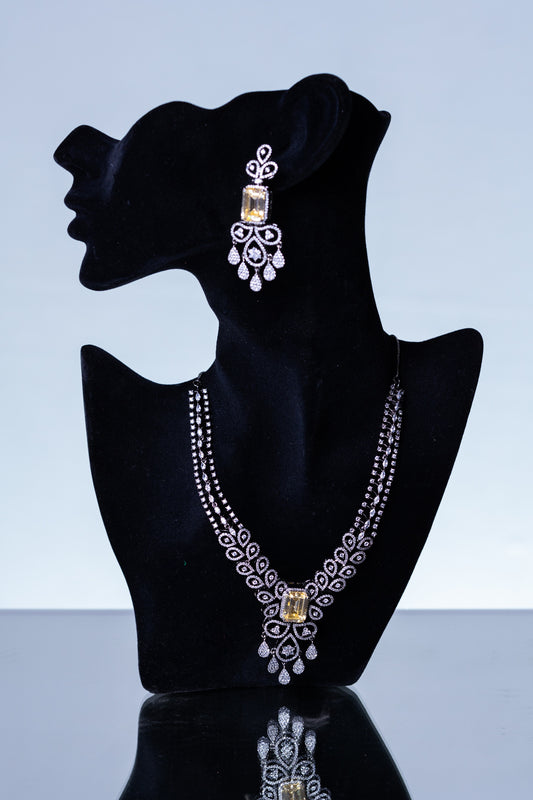 Yellow Sapphire American Diamonds Antique Necklace
