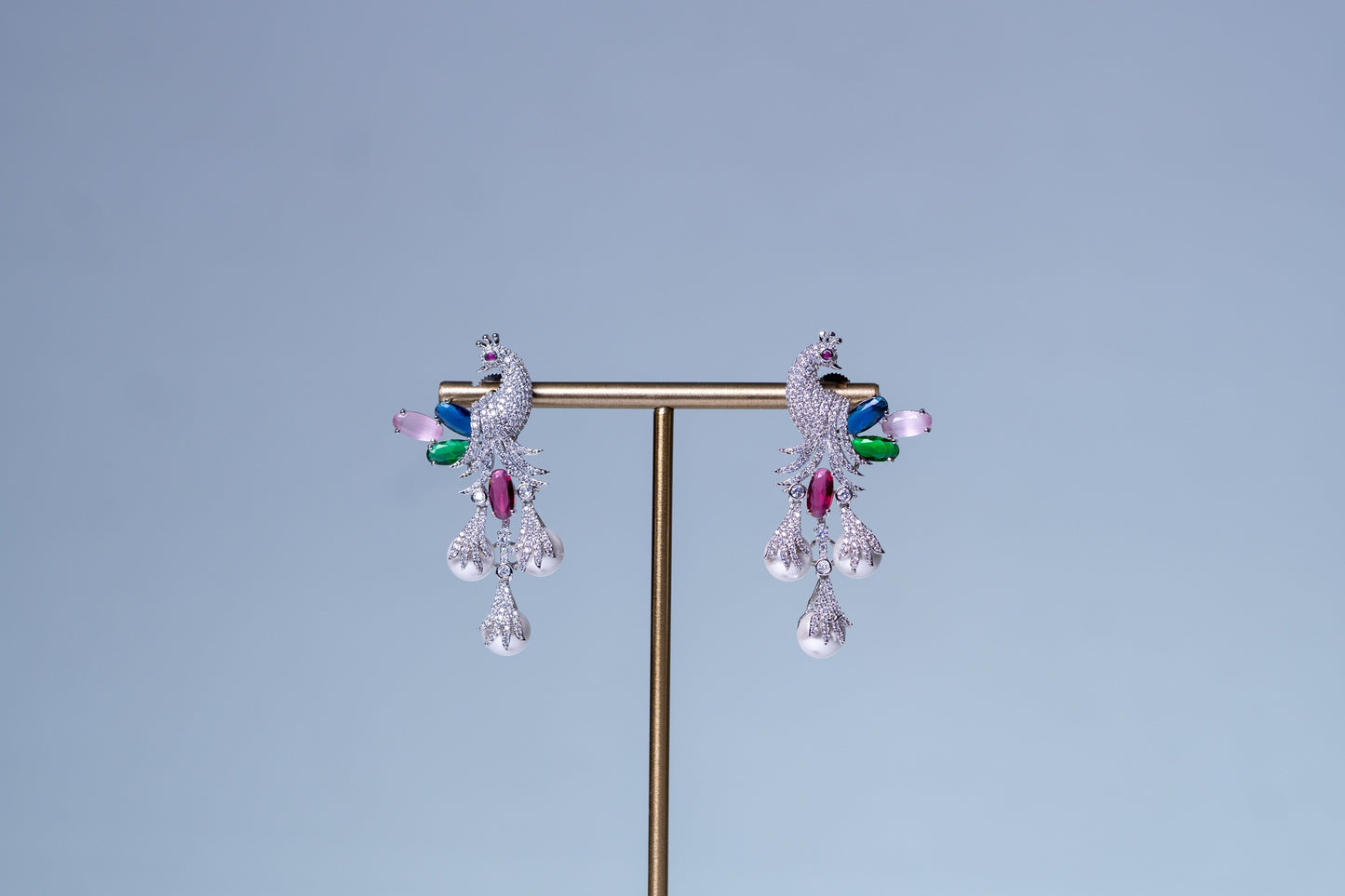 Peacock Studded with Multicolor Crystals and American Diamonds Zirconia Designer Necklace