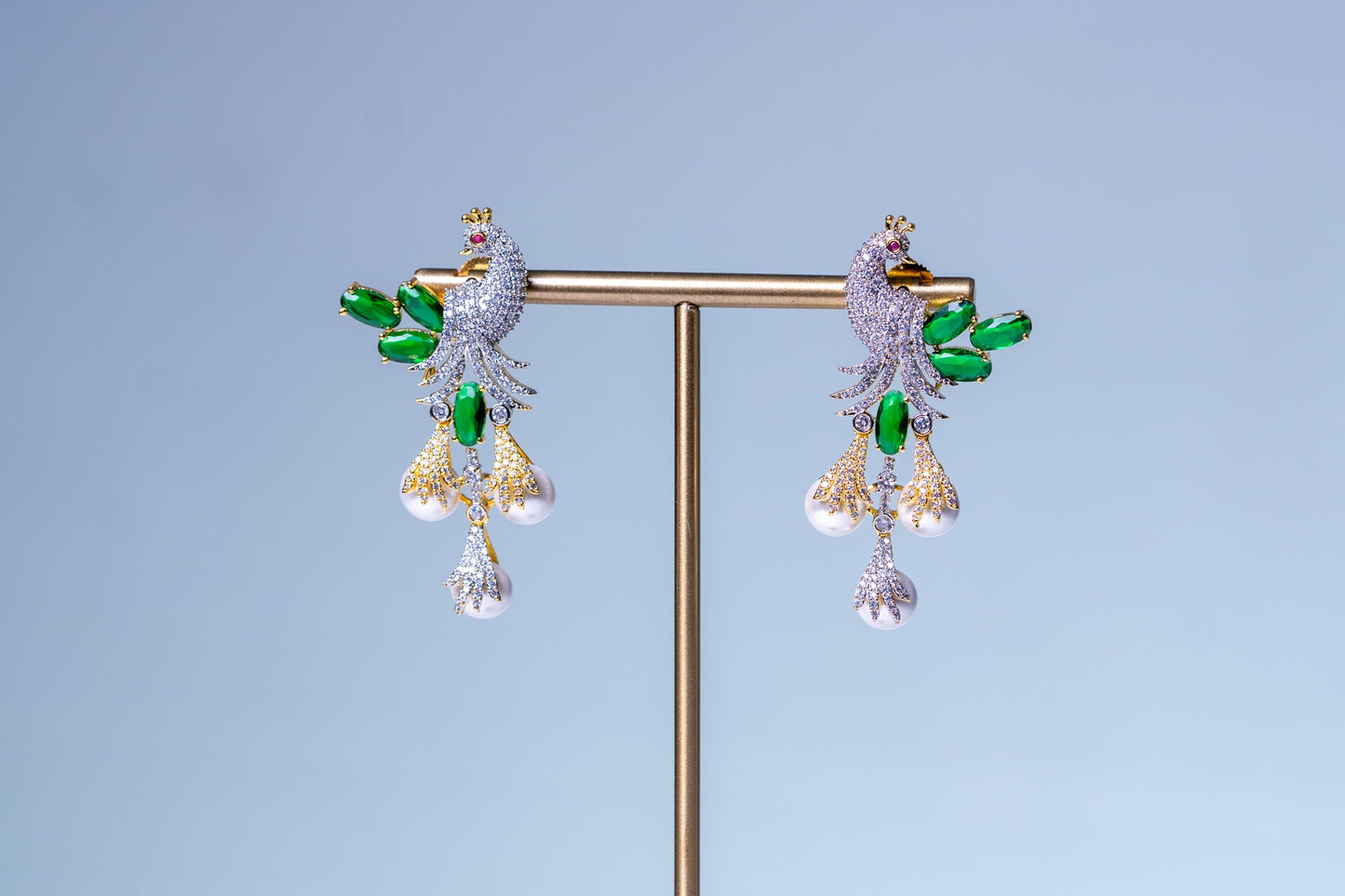 Peacock Studded with Multicolor Crystals and American Diamonds Zirconia Designer Necklace