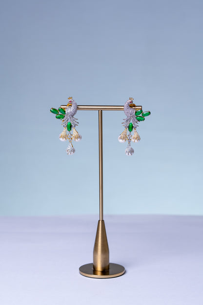 Peacock Studded with Multicolor Crystals and American Diamonds Zirconia Designer Necklace