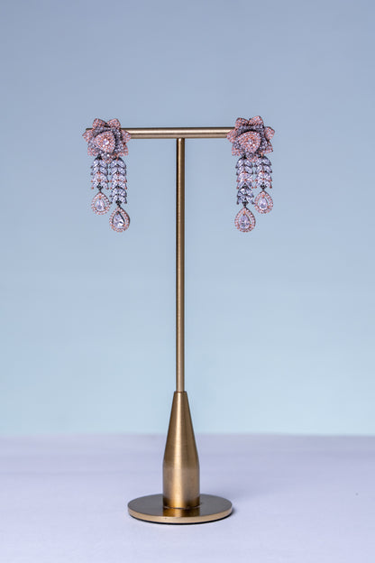 Italian Pink and White Nano American Diamonds Zirconia Designer Necklace