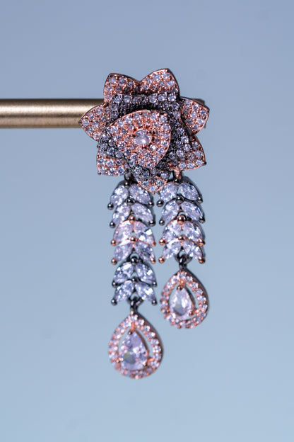 Italian Pink and White Nano American Diamonds Zirconia Designer Necklace