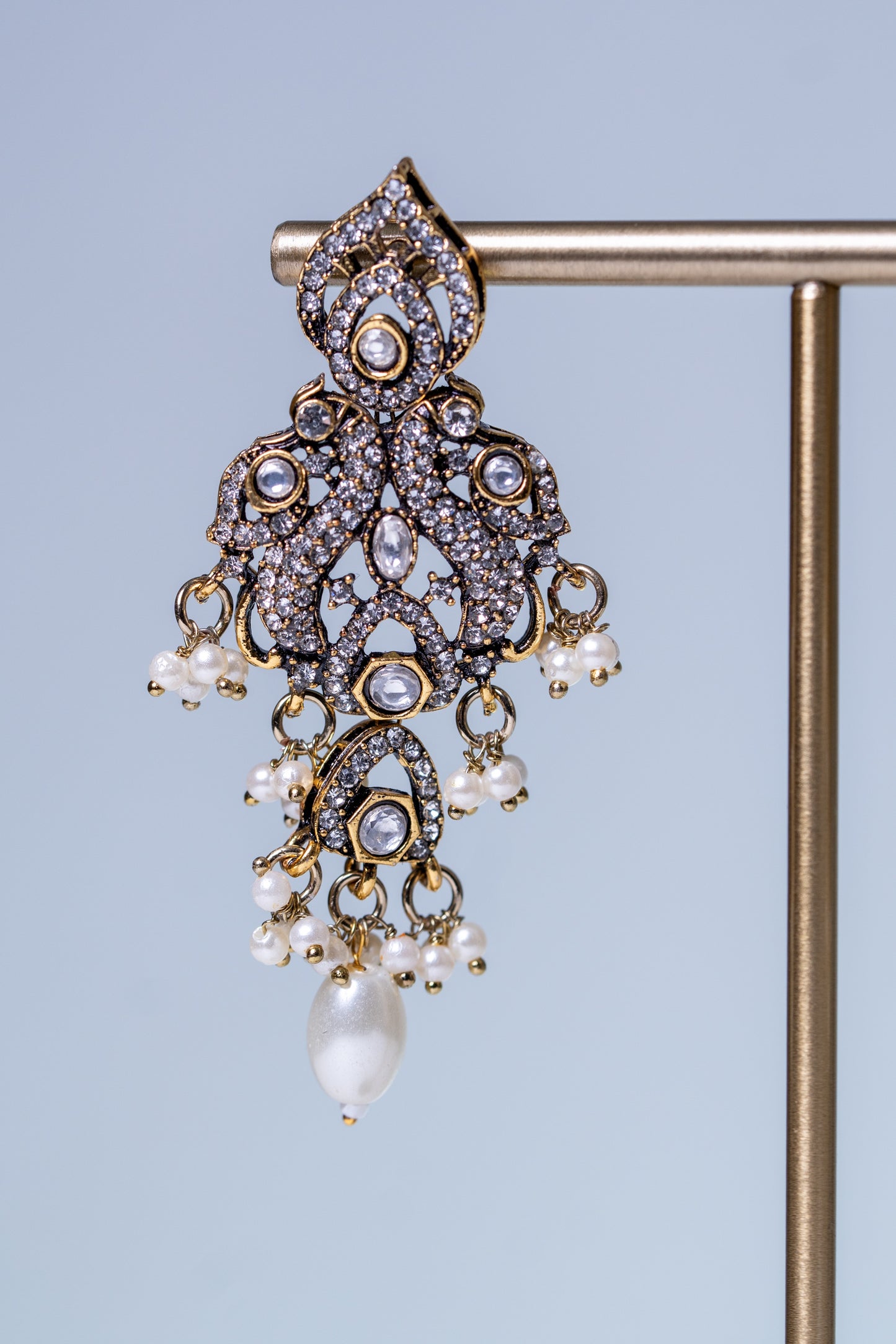 Indian Bridal Moissanite Polki with American Diamonds and Real Pearls Designer Necklace