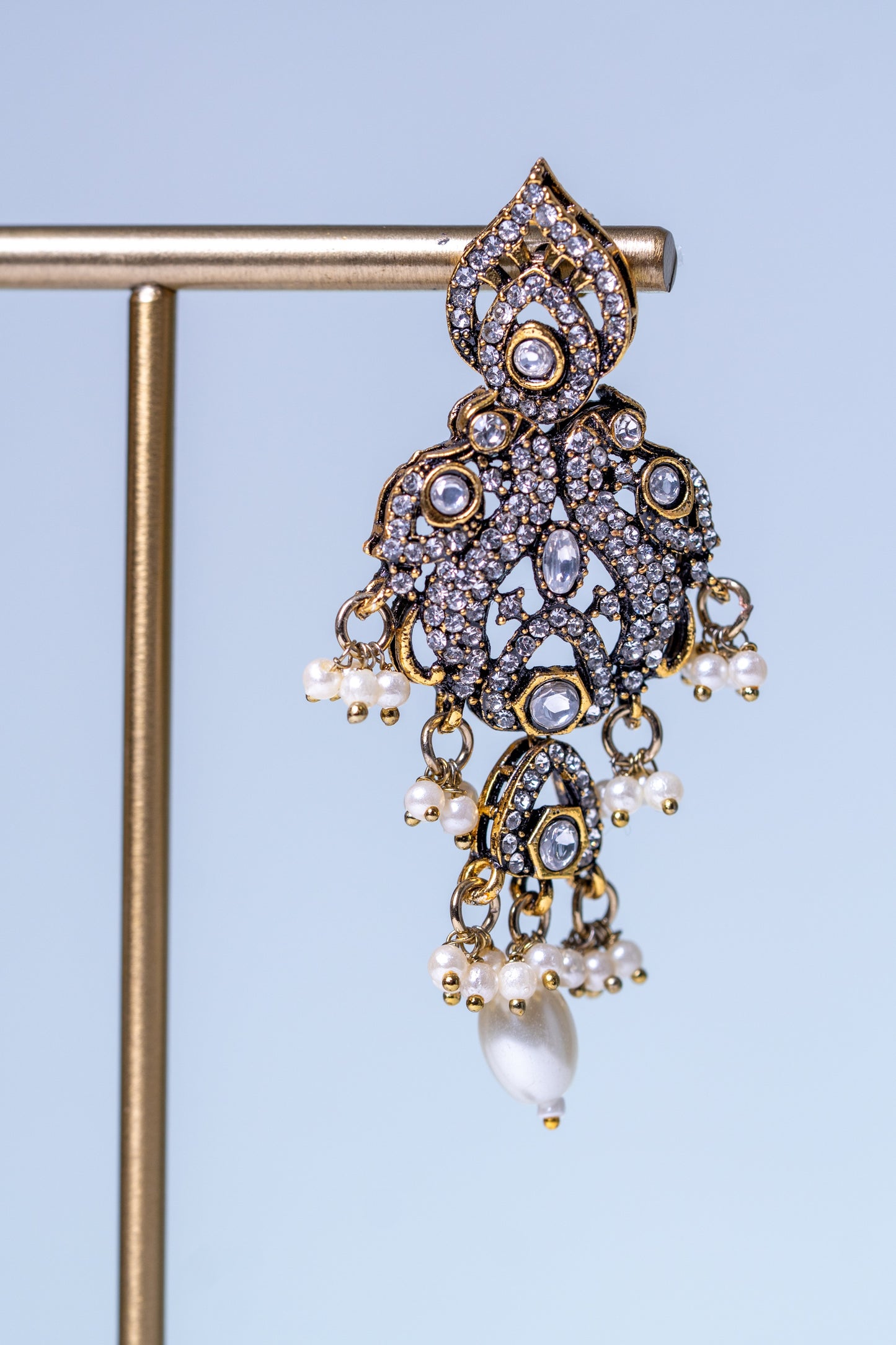 Indian Bridal Moissanite Polki with American Diamonds and Real Pearls Designer Necklace
