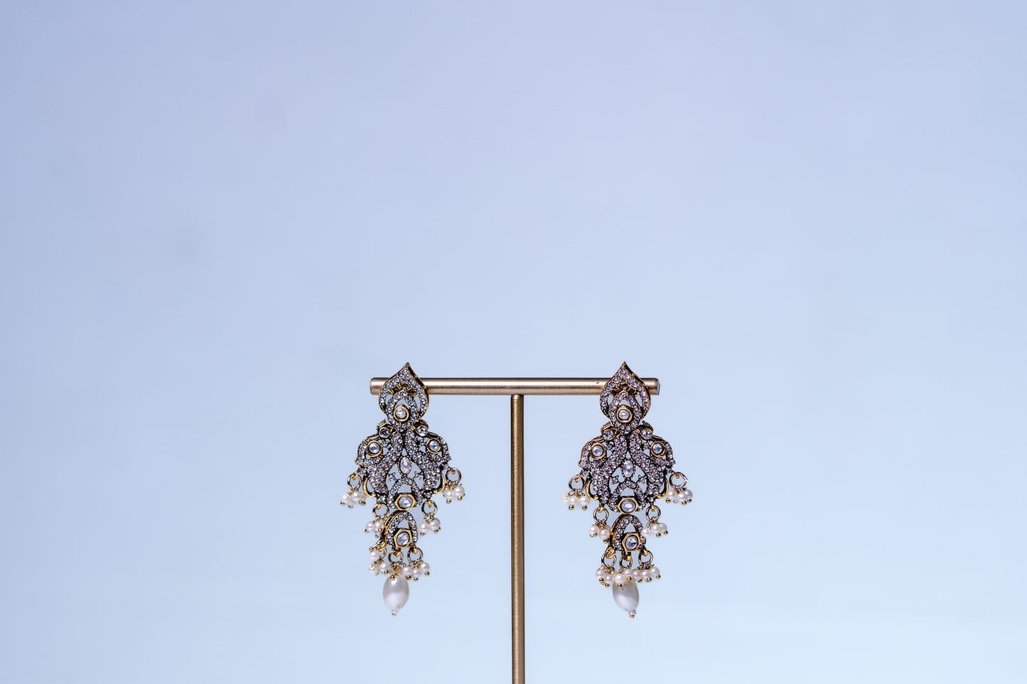 Indian Bridal Moissanite Polki with American Diamonds and Real Pearls Designer Necklace