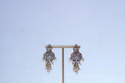 Indian Bridal Moissanite Polki with American Diamonds and Real Pearls Designer Necklace
