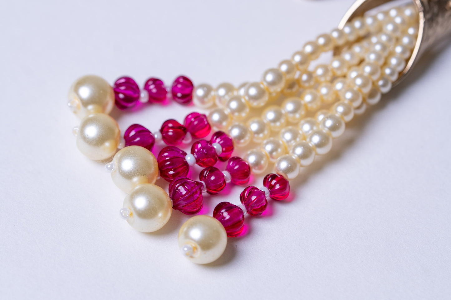 Italian Real Pearls Drop with Moissanite Polki and American Diamonds Zirconia Designer Hasli Necklace (PINK)