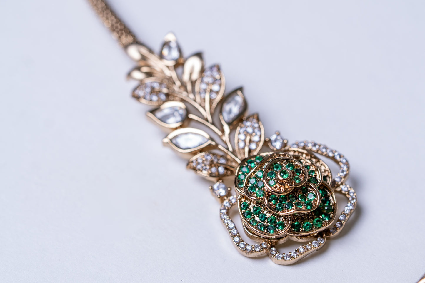 Italian Real Pearls Drop with Moissanite Polki and American Diamonds Zirconia Designer Hasli Necklace (GREEN)