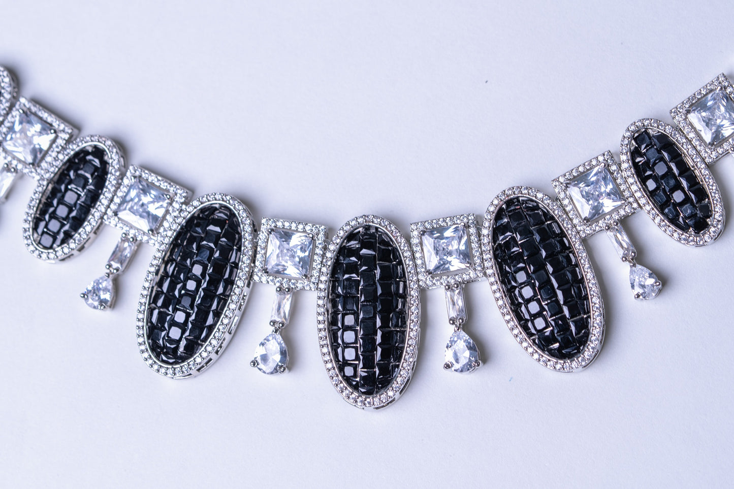 Black American Diamonds Zirconia and Rhinestone Designer Necklace