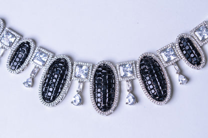 Black American Diamonds Zirconia and Rhinestone Designer Necklace