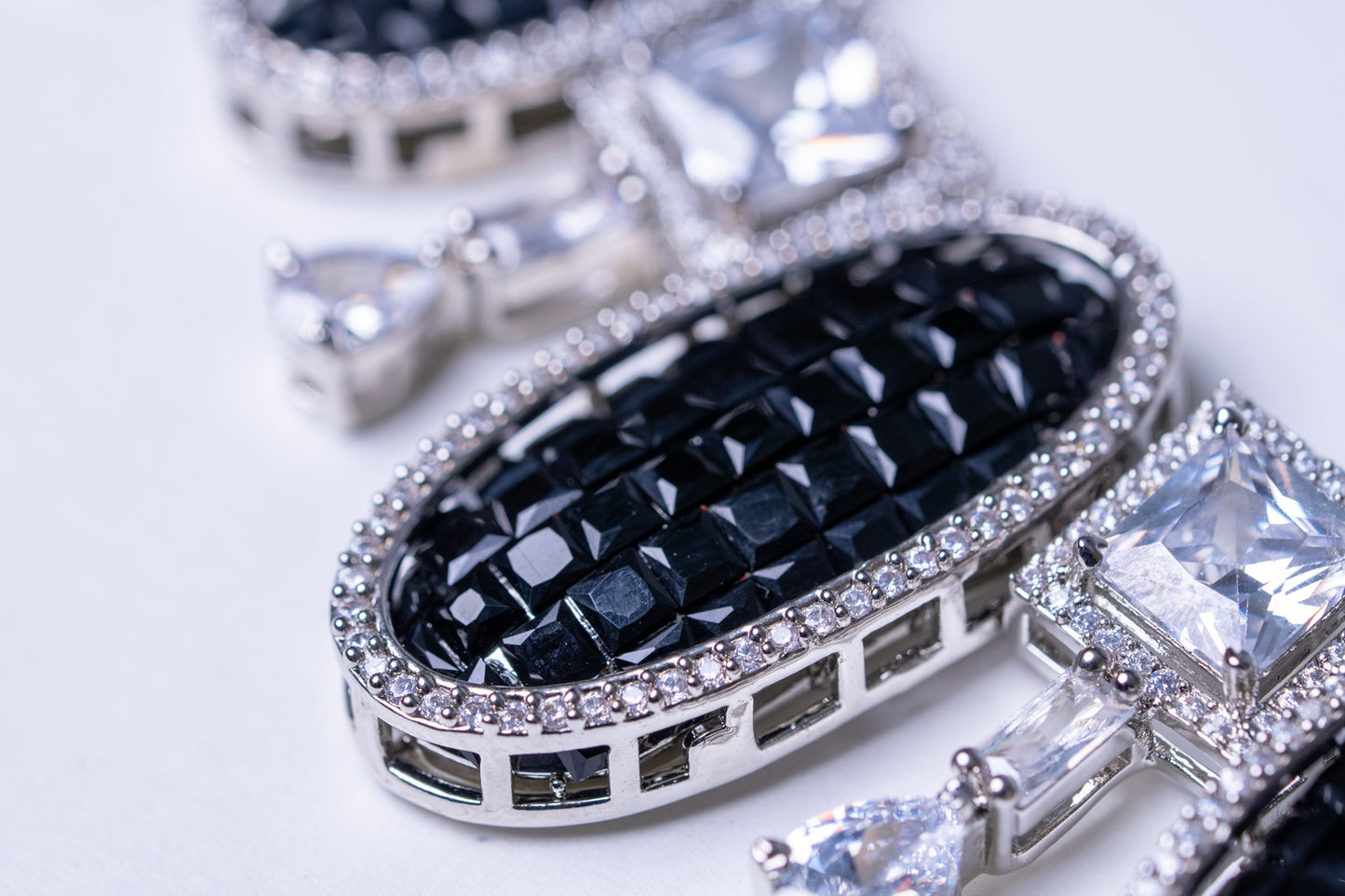 Black American Diamonds Zirconia and Rhinestone Designer Necklace
