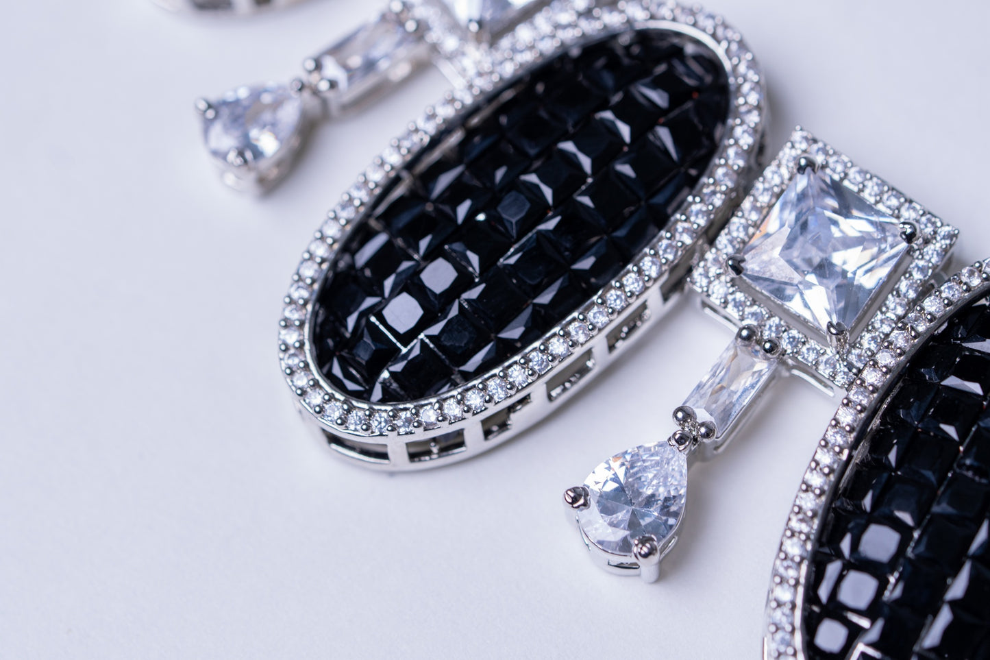 Black American Diamonds Zirconia and Rhinestone Designer Necklace
