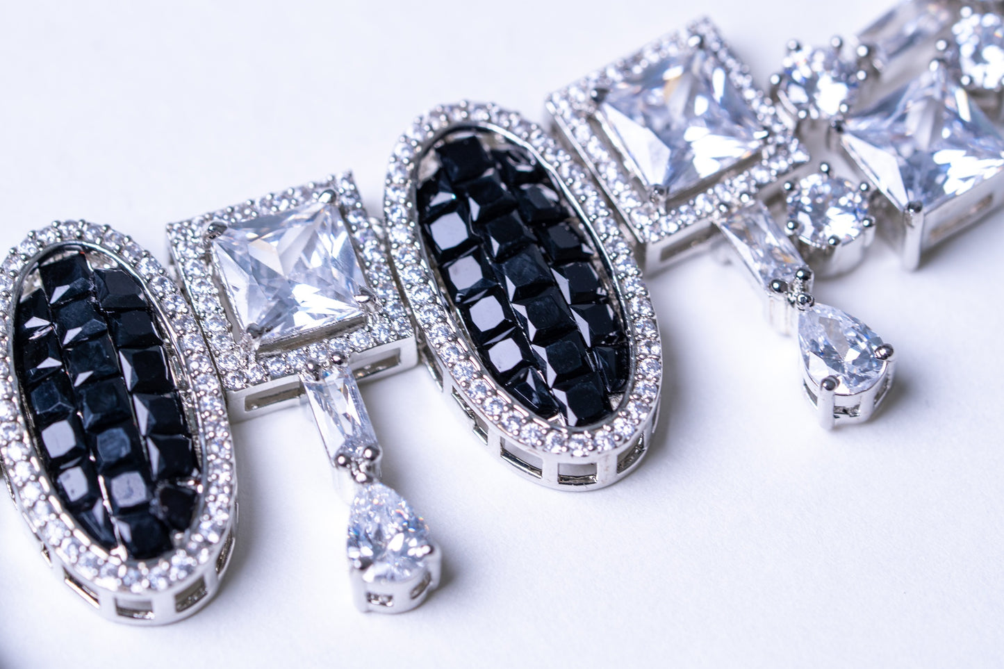 Black American Diamonds Zirconia and Rhinestone Designer Necklace