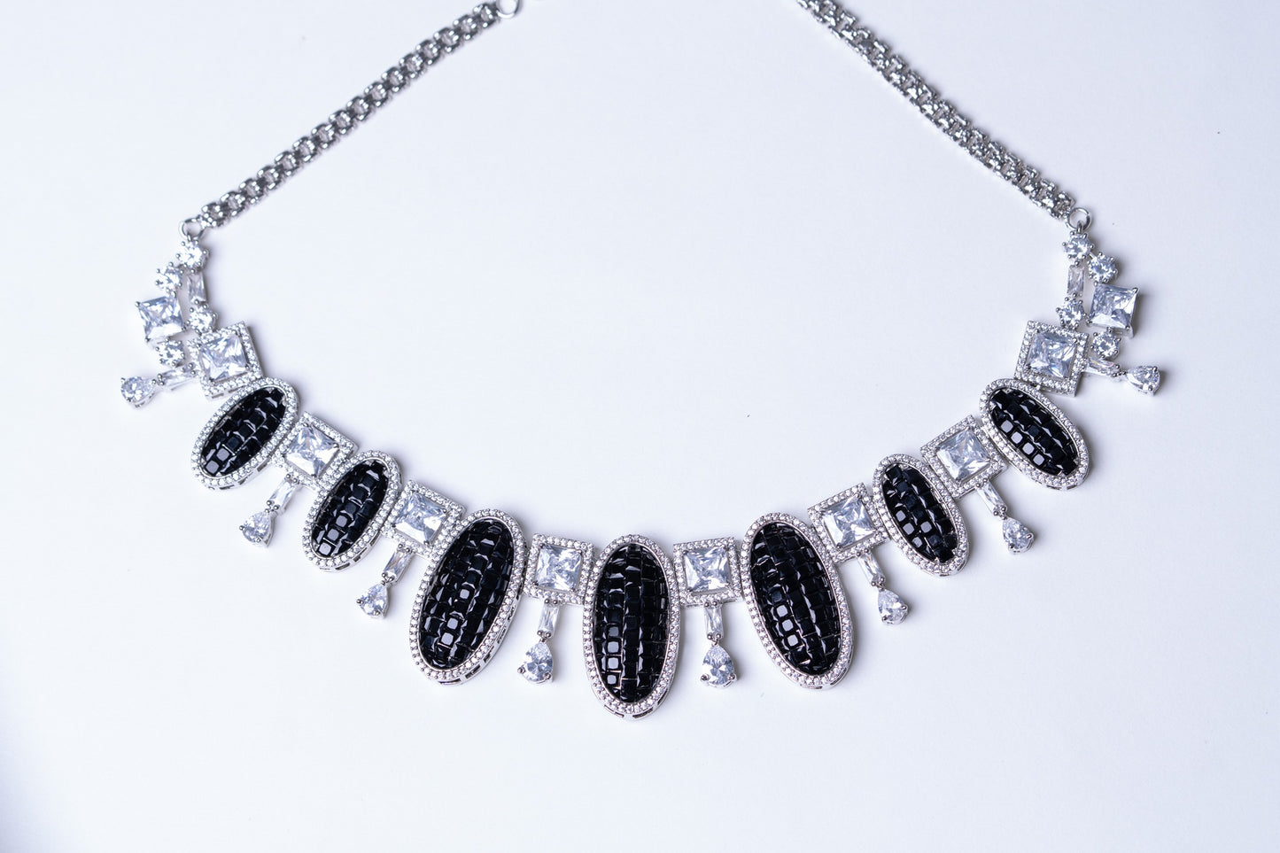Black American Diamonds Zirconia and Rhinestone Designer Necklace
