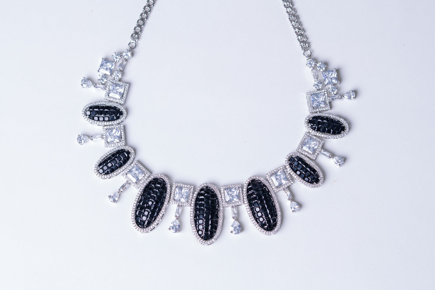 Black American Diamonds Zirconia and Rhinestone Designer Necklace