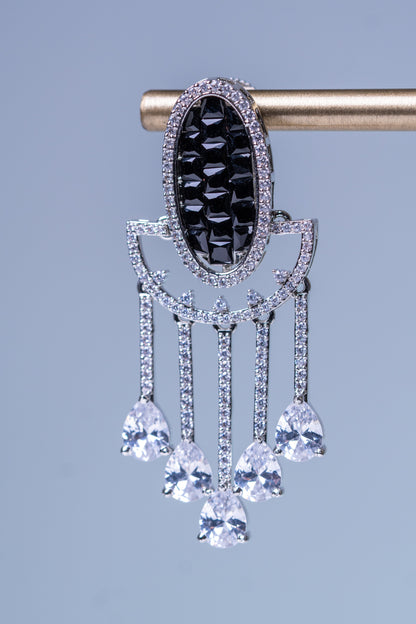 Black American Diamonds Zirconia and Rhinestone Designer Necklace