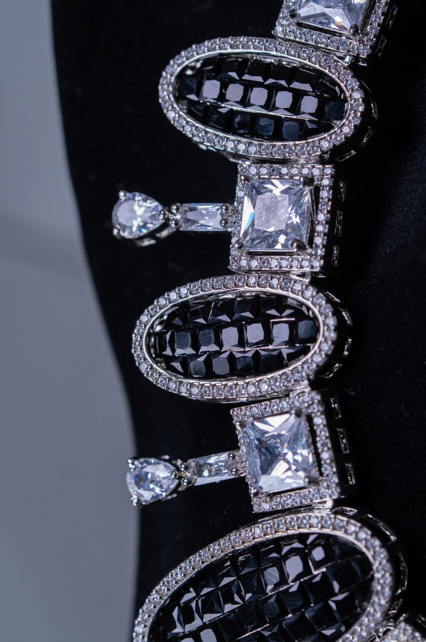 Black American Diamonds Zirconia and Rhinestone Designer Necklace
