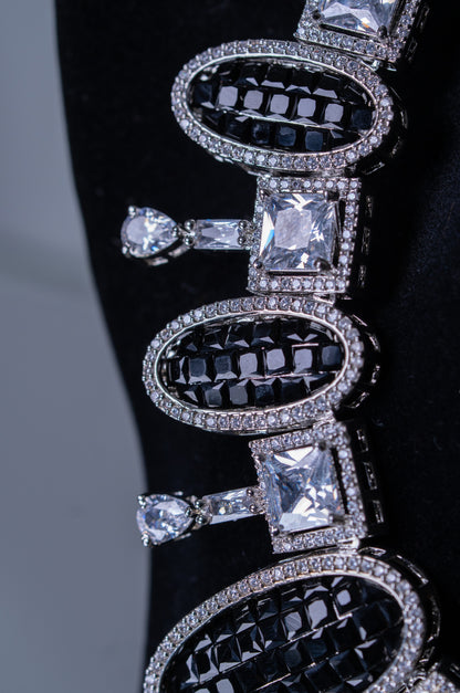 Black American Diamonds Zirconia and Rhinestone Designer Necklace