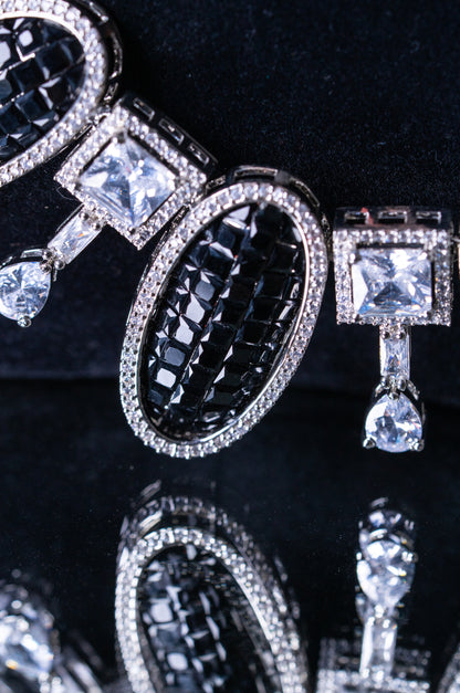 Black American Diamonds Zirconia and Rhinestone Designer Necklace