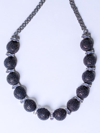 Italian Black American Diamonds Zirconia Stones Necklace