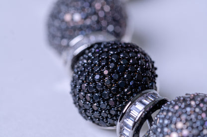 Italian Black American Diamonds Zirconia Stones Necklace