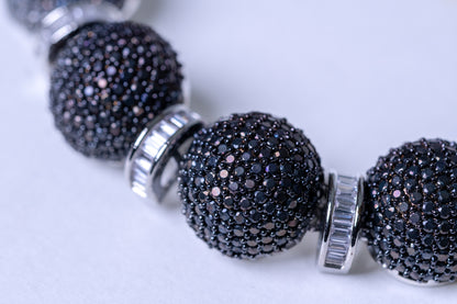 Italian Black American Diamonds Zirconia Stones Necklace