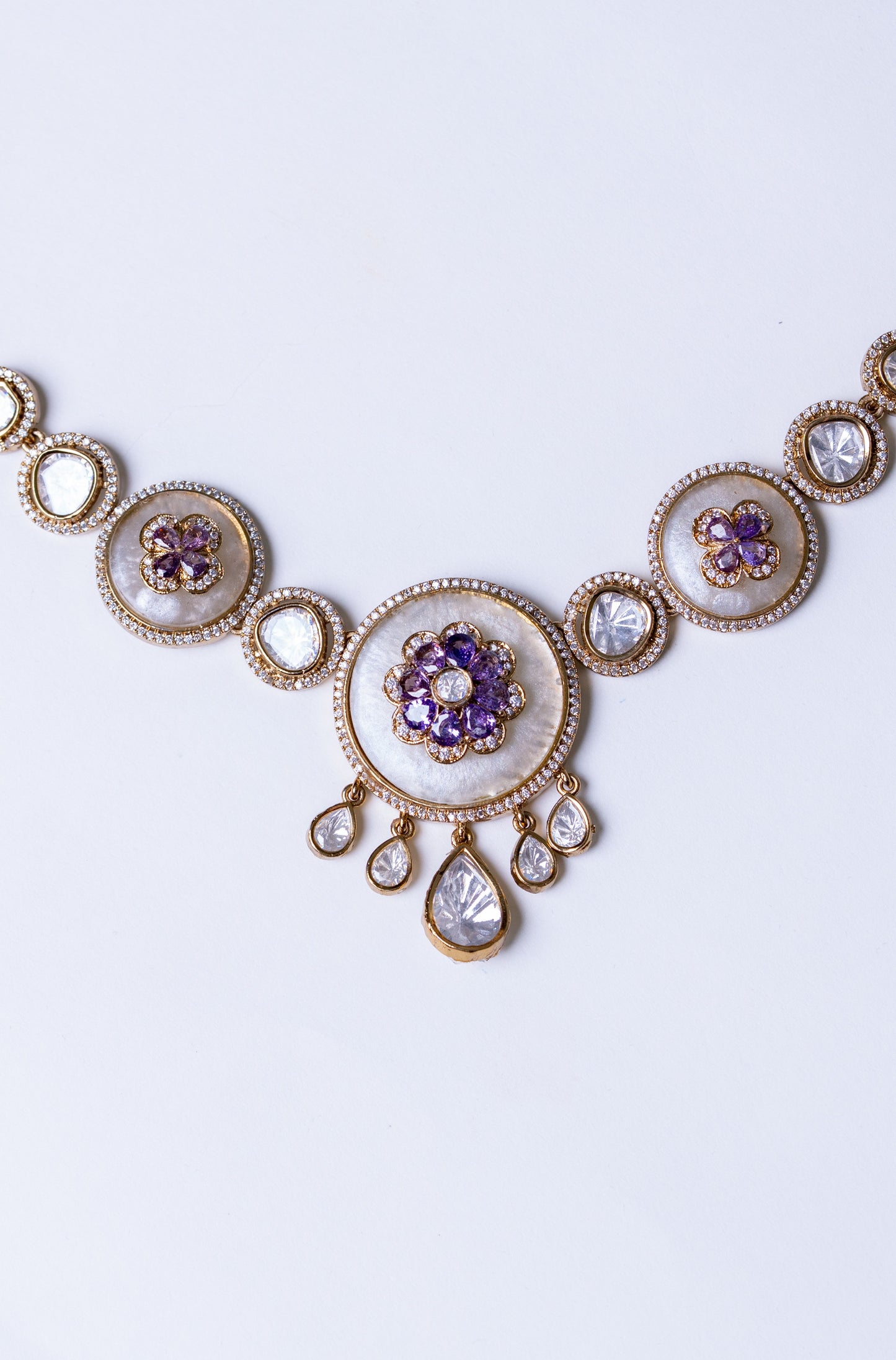 Pure Mother of Pearl and Polki Kundan Necklace