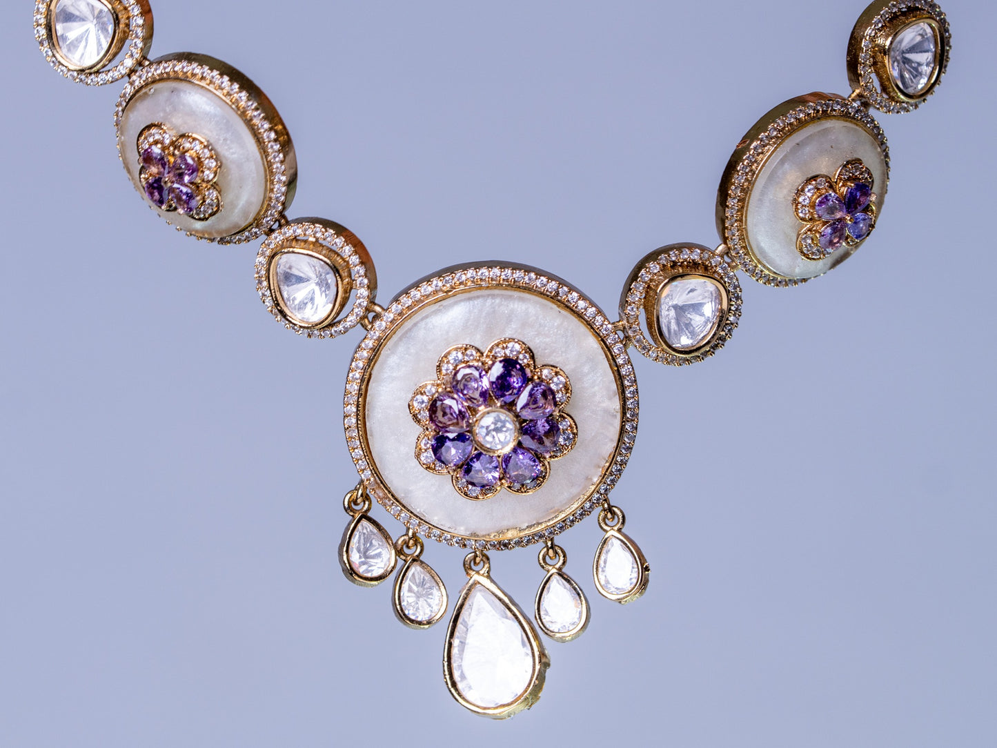 Pure Mother of Pearl and Polki Kundan Necklace