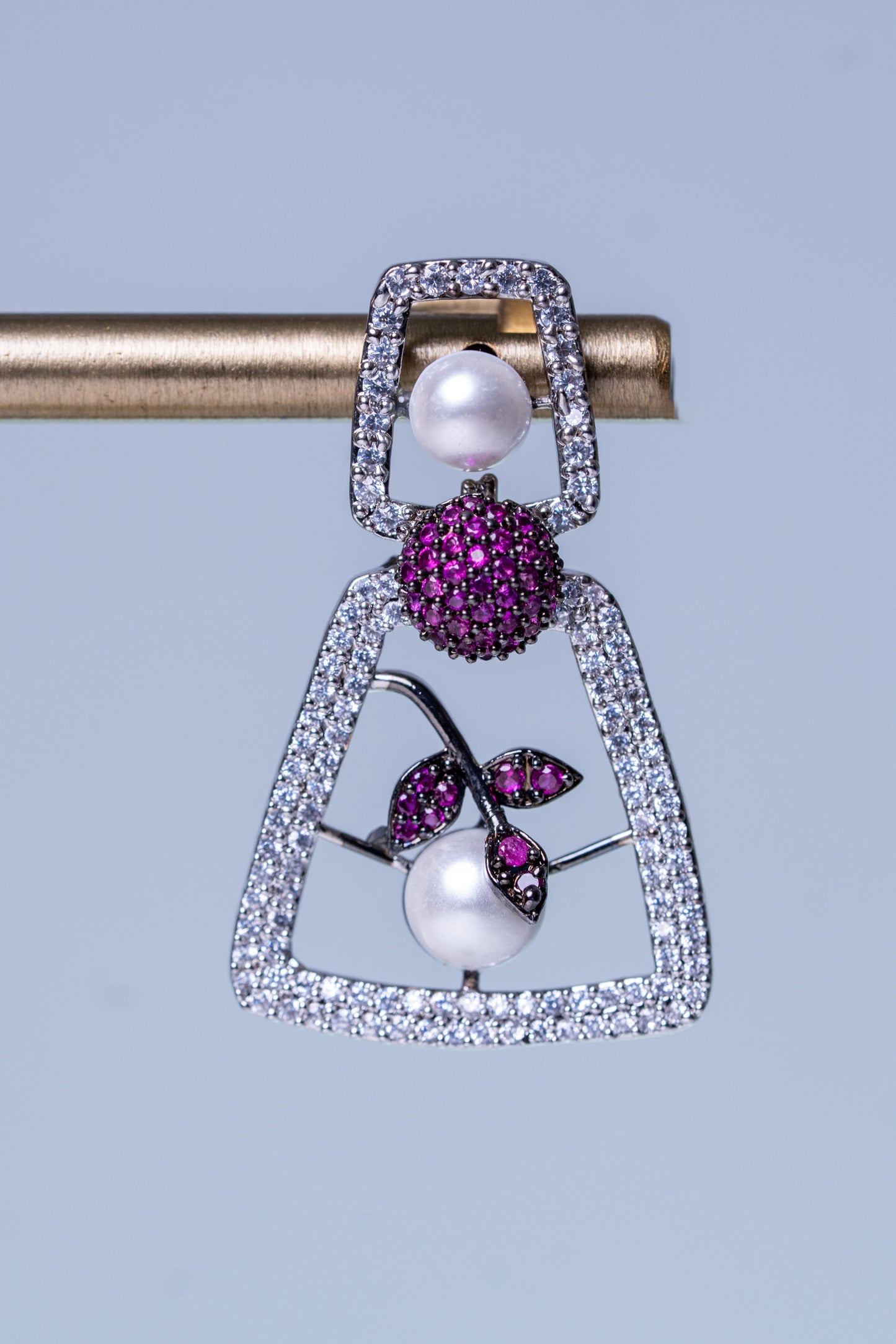 Pink and White Nano Setting American Diamonds Zirconia with Real Pearl Studded Designer Necklace