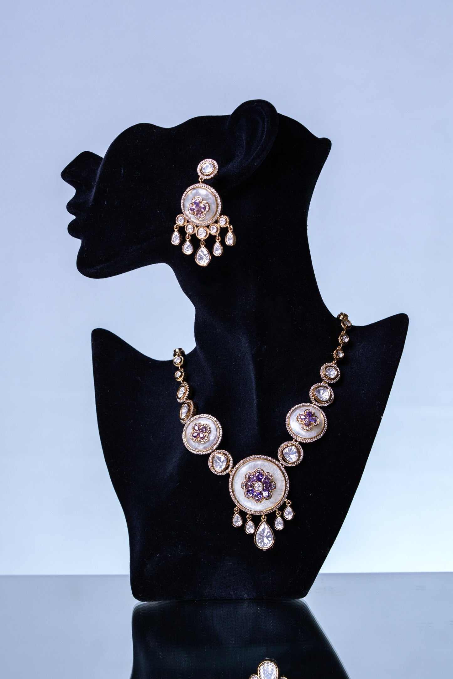 Pure Mother of Pearl and Polki Kundan Necklace