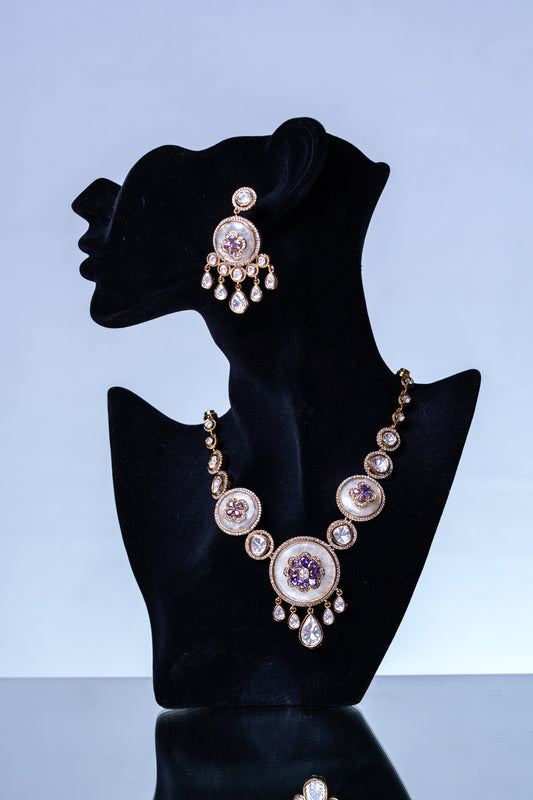 Pure Mother of Pearl and Polki Kundan Necklace