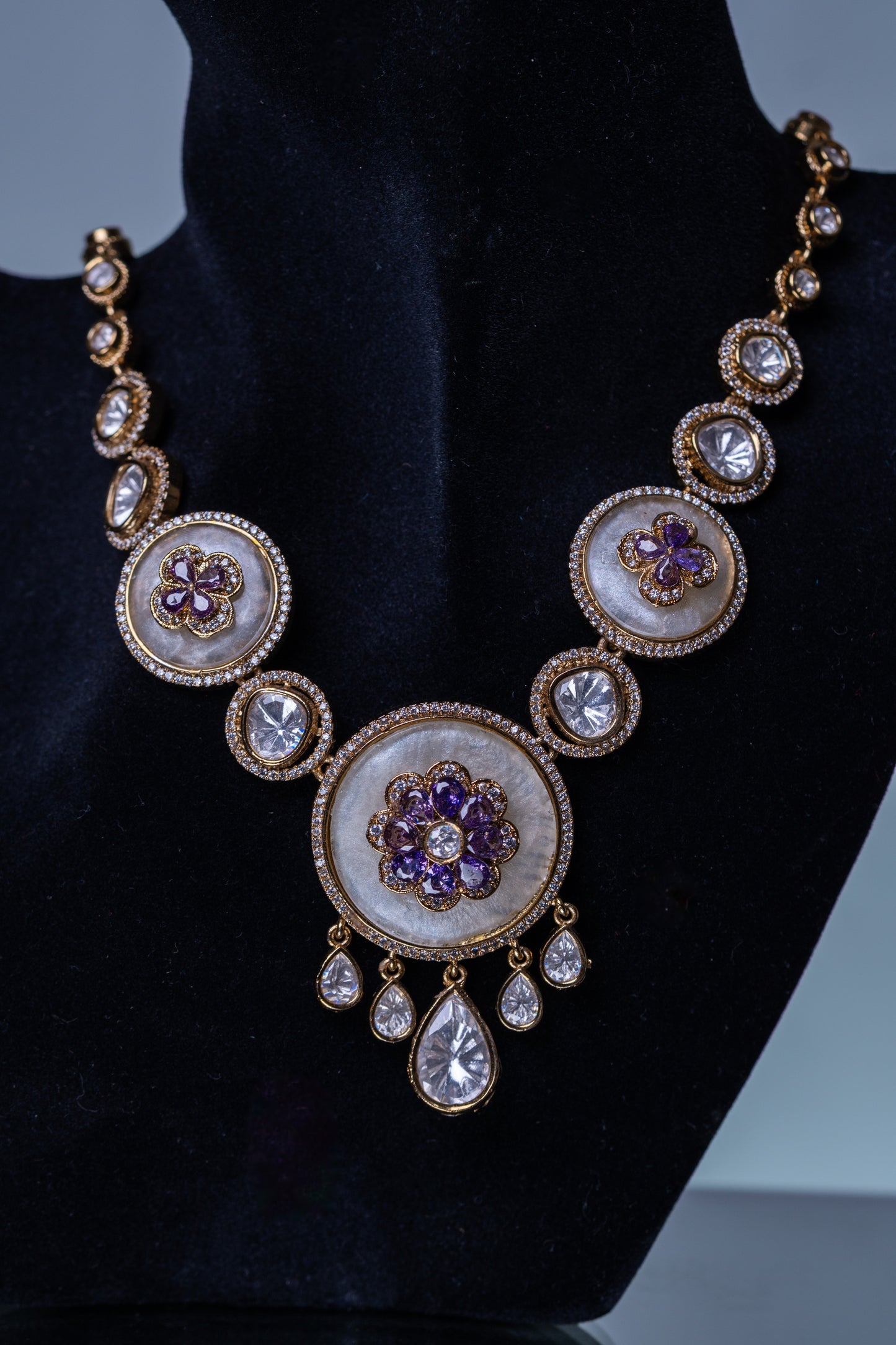 Pure Mother of Pearl and Polki Kundan Necklace