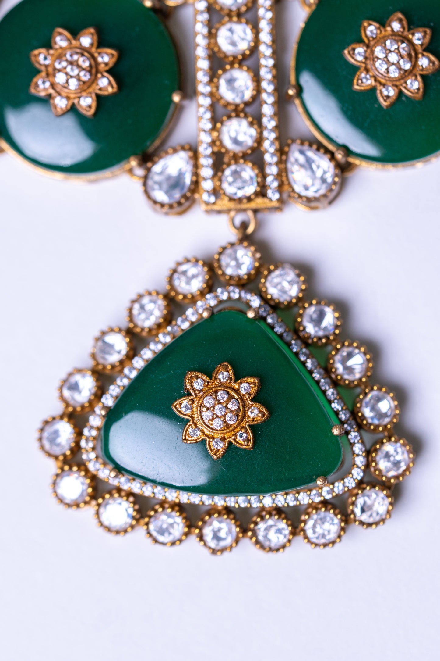 Tanjore Green Doublet Kundan 22KT Gold Plated Polish Necklace