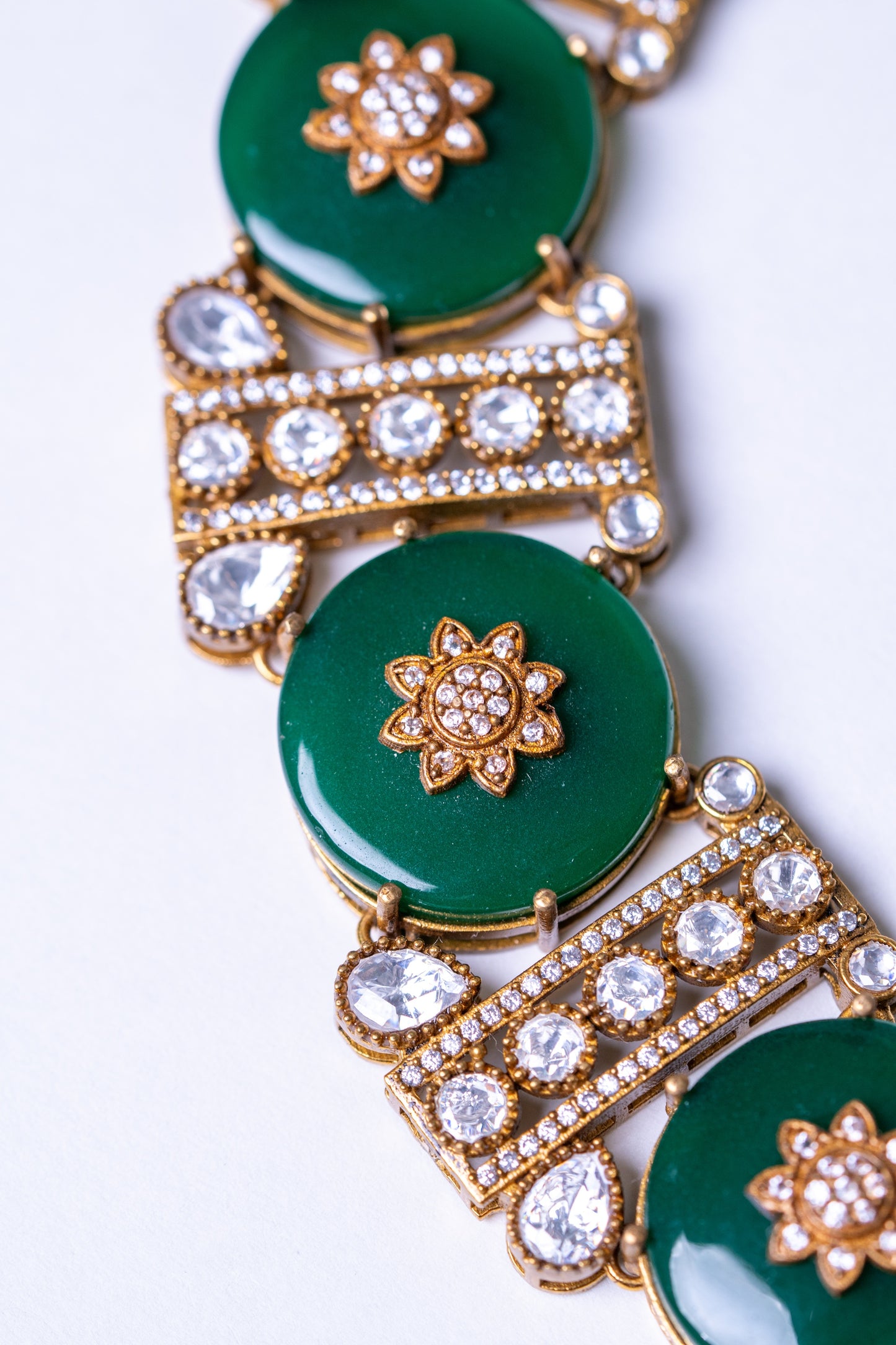 Tanjore Green Doublet Kundan 22KT Gold Plated Polish Necklace