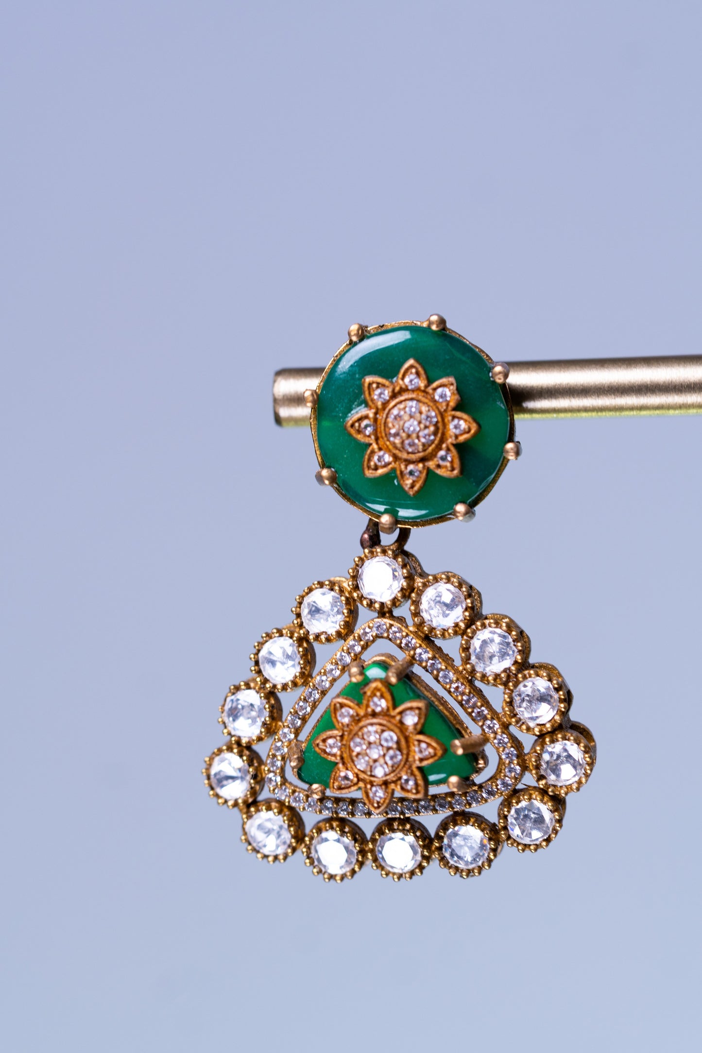 Tanjore Green Doublet Kundan 22KT Gold Plated Polish Necklace