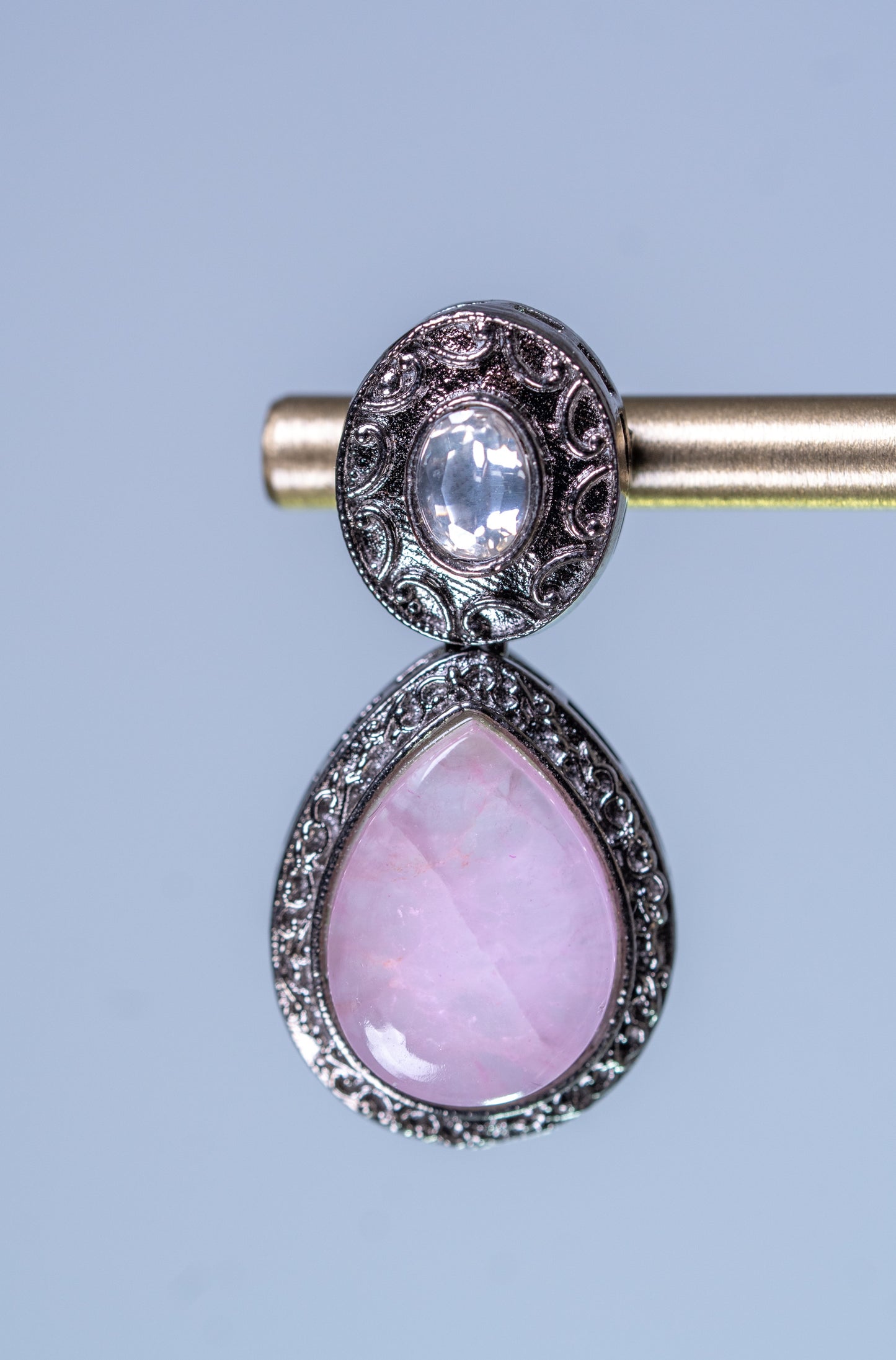 French Pink Doublet Stones with Oxidized Silver Plating Western Necklace