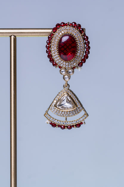 Ruby Stone Polki Moissanite and American Diamonds Zirconia Hasli Necklace