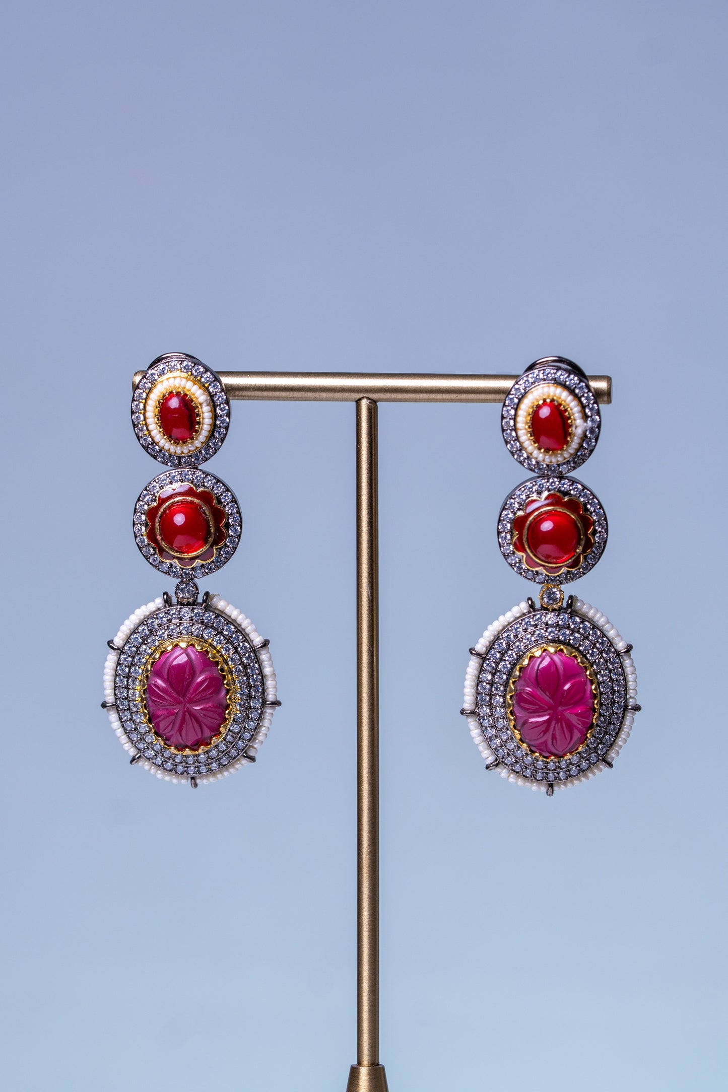 Royal Ruby Stones and American Diamonds Zirconia Designer Necklace