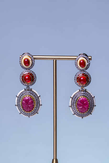Royal Ruby Stones and American Diamonds Zirconia Designer Necklace