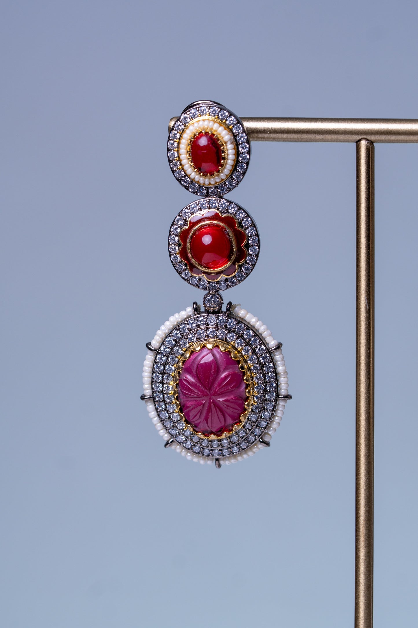 Royal Ruby Stones and American Diamonds Zirconia Designer Necklace