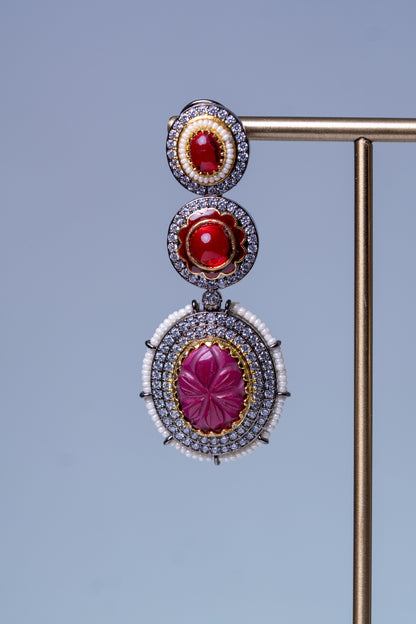 Royal Ruby Stones and American Diamonds Zirconia Designer Necklace