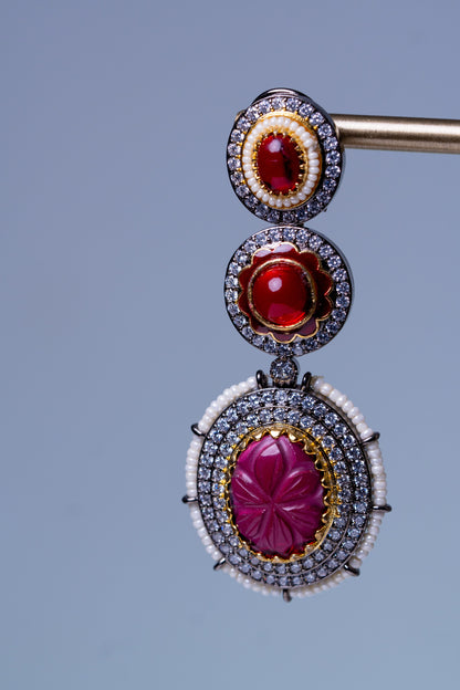 Royal Ruby Stones and American Diamonds Zirconia Designer Necklace