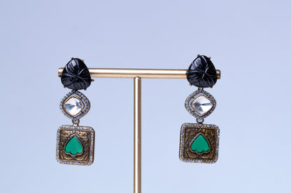 Turkish Carved Tourmaline & Multicolor Gemstones Designer Necklace