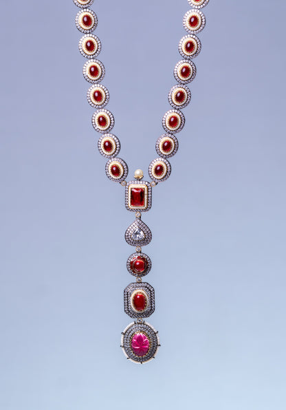 Royal Ruby Stones and American Diamonds Zirconia Designer Necklace