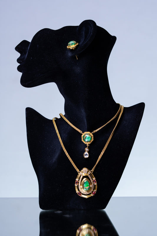 Gold Plated Double Layer Doublet Stone Designer Pendant