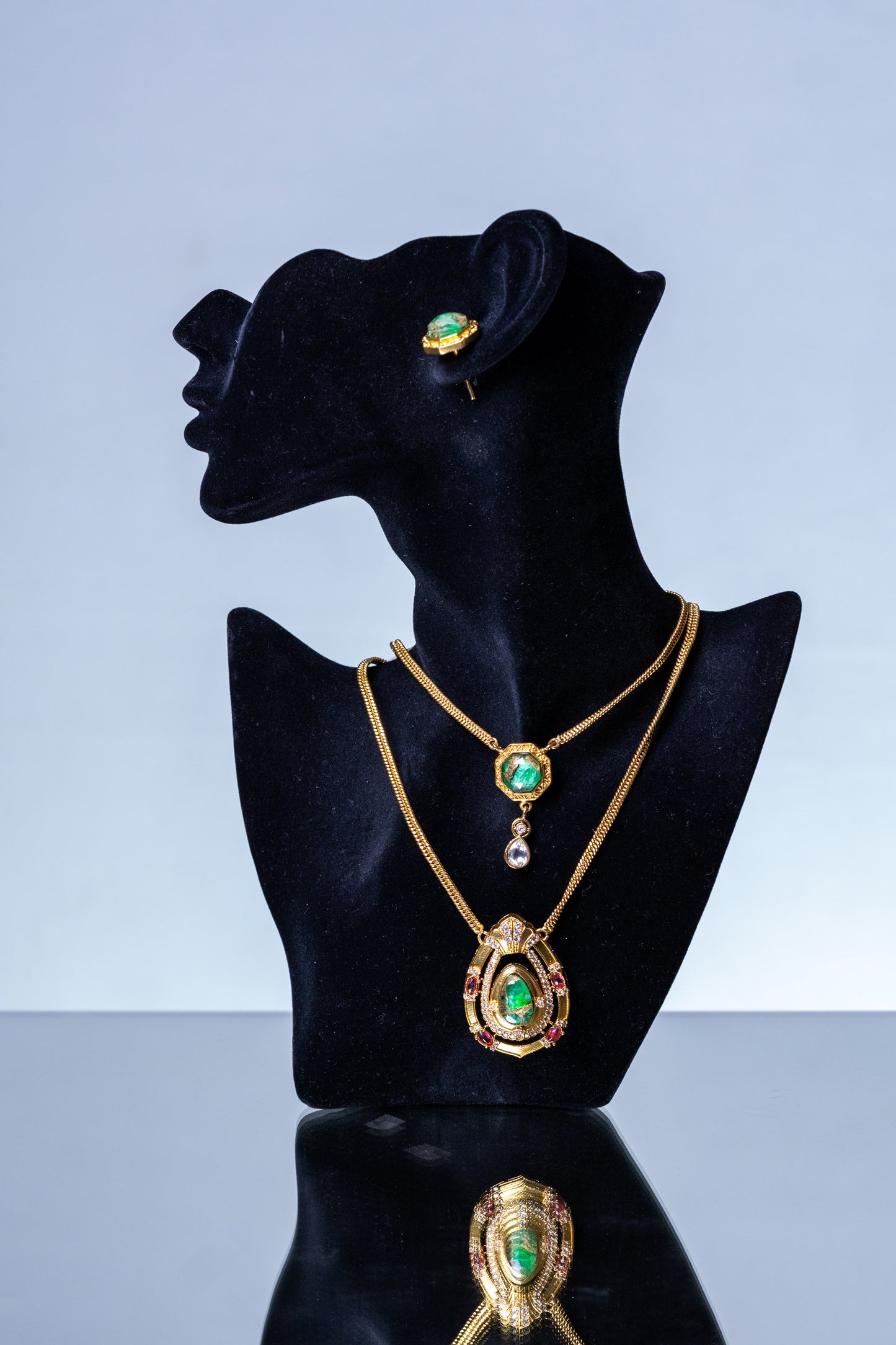 Gold Plated Double Layer Doublet Stone Designer Pendant
