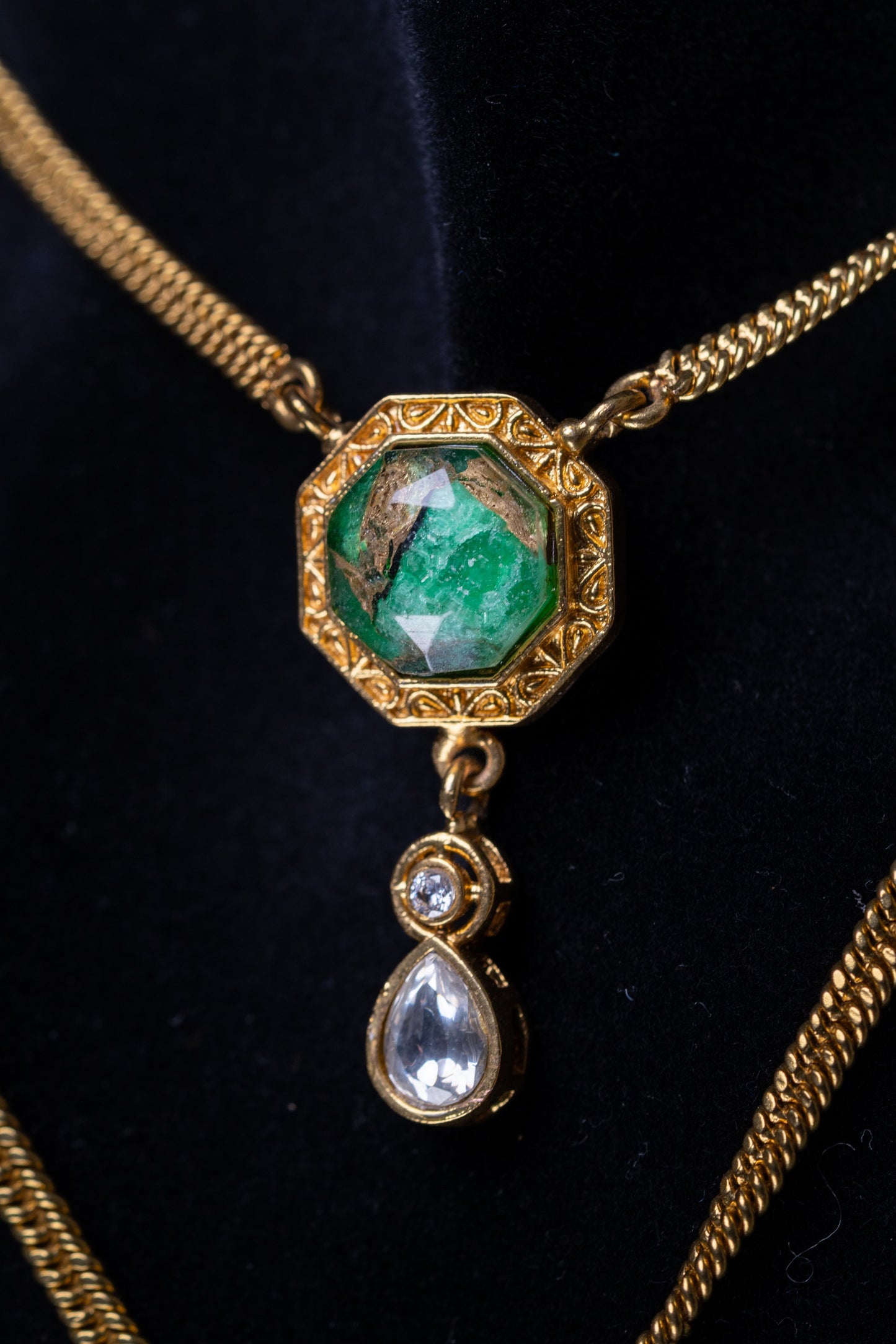 Gold Plated Double Layer Doublet Stone Designer Pendant