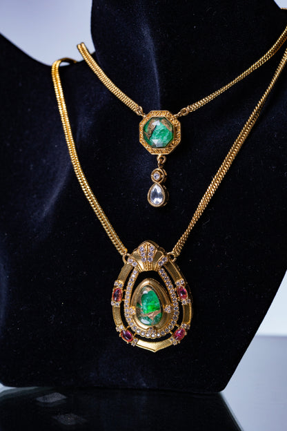 Gold Plated Double Layer Doublet Stone Designer Pendant