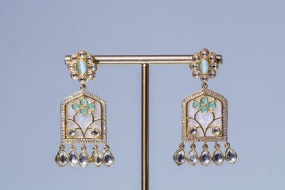 Gold Plated Mother of Pearl Kundan Polki Moissanite Necklace